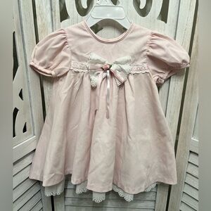 Vintage Y2K Baby Pink Lace Bow Ribbon Dress
